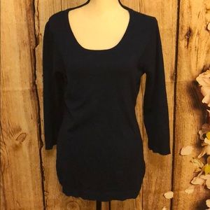 Navy Blue Scoop Neck Top